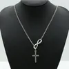 Hela-N606 Personlighet Infinity Cross Lariat Pendant Halsband Silverpläterade europeiska krage halsband för alltid tro halsband216u