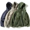 Cotton Jacket Mens Winter Hooded Lambswool Splicing Clipon Multipocket Workwear Loose Casual 240111