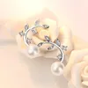 Boucles d'oreilles en argent Sterling 925, fleur à la mode, perle de cristal pour femmes, vente en gros, bijoux cadeau, goutte