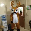 2019 z jednym mini fanem w głowie Bożego Narodzenia Red Nose Reindeer Mascot Costume dla dorosłych do noszenia 285f