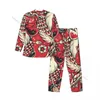 Men's Sleepwear Mens Pajamas Sets Home Suits Old School Snake And Rooster Head Tattoo Pattern Loose Homewear Long-sleeved Casual