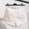 Jeans Jmprs Plus Size S5xl Dames Denim Shorts Zomer Hoge Taille Kwastje Gescheurde Mode Casual Losse Katoenen Wijde Pijpen Broek