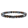 Strand Or Couleur Hématite Bracelet De Perles Pour Hommes Femmes Naturel 6mm Lave Oeil De Tigre Pierre Bracelets Yoga Énergie Bijoux Accessoires Cadeau