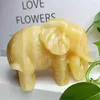 Decorative Figurines 10CM Natural Yellow Calcite Elephant Crystal Quartz Hand Carved Cute Home Decor Children Christmas Gift 1pcs