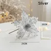 Decorative Flowers 1pc Silver Gold Glitter Artificial Christmas Xmas Tree Ornaments Merry Year Home Party Decoration