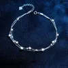 Bracciali a maglie Bracciale doppio da donna con stelle in argento sterling 925