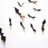 12pcs Set Black 3D DIY PVC Bat Ticker Naklejka naklejka domowa Halloween dekoracja zz