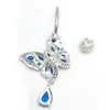Smycken 925 sterling silver fjäril magknapp ring blå zirkon navel piercing sexig kropp smycken smycken