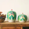 Garrafas de folha verde árvore vintage 60s vaso borboleta repolho jar pak choi família chinesa rosa porcelana pintados à mão frascos de armazenamento