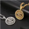 Anhänger Halsketten Gold überzogene kubanische Kette Halsketten Hip Hop Rap Sänger Geld Dollar Zeichen Anhänger Halskette für Frauen Männer Mädchen Halsband J Dhj3Y