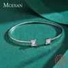 MODIAN 925 Sterling Silber Luxus Asymmetrie Funkelnden AAAAA Zirkonia Offene Größe Armreif Für Frauen Hochzeit Edlen Schmuck 240110