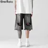 Pantaloncini da uomo Una Reta Pantaloncini da uomo estivi New Streetwear Pant Pantaloncini hip-hop con design a foro Pantaloncini di jeans da uomo stile scuro Pantaloncini casual neri allentati YQ240111