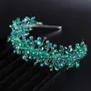 Feito à mão casamento noiva luxo verde strass tiaras e coroas nupcial bandana traje acessórios de cabelo para mulheres e gilrs 240110