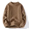 Осень-зима мужской свитер Винтаж с круглым вырезом сплошной цвет мужские вязаные пуловеры свободные Harajuku мужские ретро вязаные пуловеры свитера 240110