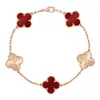 Designer Van Cl-Arp Bracelet V Gold High Edition Fanjia Five Flower Clover Female White Fritillaria Red Agate Diamond Lifting Live Broadcast