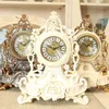 Vintage Table Clock European Style French Decorative Analog Desk Clock Non-Ticking Battery Operated for Living Room Shelf 240110