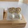 Designer Stud Earrings Golden Small Pearl Channel Pearl Diamond Drop Gold for Woman Fashion Brand Sier Wedding Earings with Never Fade