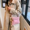 LEFTSIDE Winter Kleine Süße Lammhaar Rosa Umhängetaschen für Frauen Koreanische Mode Weibliche Schulter Tasche Handtaschen und Geldbörsen 240111