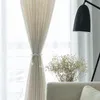 Rideau en lin de style japonais moderne Épaissir les rideaux transparents contractés chambre vague fenêtre balcon tulle ombrage fenêtre écran 240110