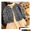 Jackets Girls Love Heart Embroidery Denim Jacket Kids 싱글 가슴 아웃웨어 패션 어린이 캐주얼 옷 Q917 DHSKP