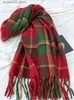 Scarves New Fashion Vintage Scarf Headscarf Winter Women Ladies Warm Preppy Plaid Tassel Scarves Pashmina Mujer Femme Foulard Wrap Shawl Q240111