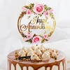 Feestartikelen 1 Stuks Acryl Cake Topper Verjaardag Decoratie Rose Gouden Bloem Kaarten Baby Jubileumcadeau Douche Accessoires Gereedschap