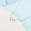 Kedjor 925 Sterling Silver Neckor Triple Stone Heart Collier Halsband för kvinnor smycken DIY Gift Link Chain Pendant