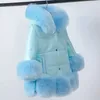 Daunenmantel ZHIO Winter Kinder Warme Faux PU Leder Fell Kapuze Oberbekleidung Thicking Baby Kinder Herbst Mädchen Kragen Kleidung