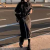 İş elbiseleri Amerikan Sonbahar Kadınlar Siyah Takım Etek Büyük Boyut Retro Gotik Açık Rüzgar Çeker Y2K Ceket