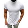 Herr t-skjortor 2024 Spring Mens Short Sleeve T-shirts Casual Solid Color Turtleneck Slim Shirt For Men Summer Fashion Basic Tops Tees