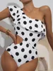 Roupa de banho feminina 2024 dot plissado um ombro maiô feminino peça listrado recorte feminino maiô verão beachwear