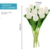 Dekorativa blommor Beau-40 PCS Artificial Fake Tulpan Bouquet för Home Garden Wedding Party Floral Decor (White and Pink)
