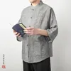 Mannen Casual Shirts 2024 Lente Zomer Mannen Chinese Stijl Traditionele Tai Chi Katoen Linnen Tang Pak Shirt Uniform Mannelijke blouses