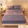 Mattress Pad Winter Warmand Thick Elasticfitted Flannel Elastic Band Fitted Protector Er Bed Queen King Size Doubl Sheet Home Drop D Dhxhq