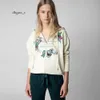 Wang treino feminino 22 outono/inverno novo nicho francês zv clássico carta impressão flor bordado cardigan jaqueta com zíper velo hoodie