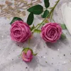 3 heads of imperial concubine rose single branch rose indoor window decoration simulation flower hotel photography props silk flower WMC