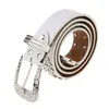 Belts Women Mens Western Cowboy Rhinestone Crystal Leather Waist Belt Adjustable Waistband Cool Stylish Strap