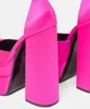 Summer Water Platform Thick Heel Pointed Toe Satin High Heels New Fashion Catwalk Show Women's Single Shoes Fashion Pumps