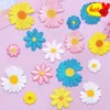 10 Stück große Blumen-Aufnäher zum Aufbügeln, Großhandelspackung, kleine Aufnäher für Kleidung, bestickt, Schwarz, Weiß, Rot, Blau, Rosa, Lila, Gelb