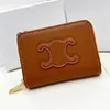Smooth Leather Cardholder For Man Designer Wallet Zipper Brown Short Purse Mini Wallets Women Luxury Card Holder Triomph Bags