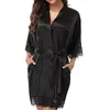 Women's Sleepwear Sexy Lingerie Imitation Ice Silk Large Nightdress Manufacturer Bathrobe Women Sets Wholesale