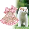 Vestuário para cães Vestido para animais de estimação com decorações de arco Floral Padrão Saias Respirável Confortável Verão Hawaii Vestidos para Menina Cães Gatos