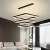 Ambiance plafond lustre moderne minimaliste nordique escalier longue ligne suspension lumière Villa grande suspension lampe Lampara