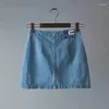 Rokken Damesmode Sexy Sterrenprint Denim Rok Knop Harajuku Straat Dames Hoge Taille Mini Meisje Chic Lente Blauw