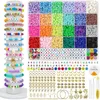 Composants Ensemble de perles en argile polymère de 6 mm, 24 perles plates de couleur arc-en-ciel pour la fabrication de bracelets et de colliers Boho, Kit d'accessoires de perles de lettres, bricolage