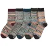 Renkli Retro Erkekler Moda Çorap Kalın Desen Yün Sıcak Çorap Kış Man's Socken 5 Noel Fine 240110