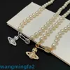 2024designer Western Empress Dowagernecklace Reine Mère Pins Saturne Perle Collier Femme Mode Personnalité Ouyang Nana Même Tiktok Collier Chaîne