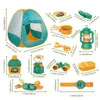 Kids Camping Tent Set 21 Pieces Boys Girls Pretend To Play With Campfire Fruits BBQ Include Kids Camping Tent Campfire Oil Lamp 240110