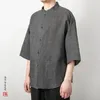 Mannen Casual Shirts 2024 Lente Zomer Mannen Chinese Stijl Traditionele Tai Chi Katoen Linnen Tang Pak Shirt Uniform Mannelijke blouses