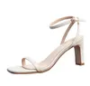 Dress Shoes Summer Mid-heel French High Heels Femininity Nude Bridesmaid Female Line With Square Toe Sandals